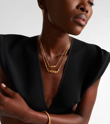 Coco Micro 18kt gold locket necklace with emeralds | Marie Lichtenberg