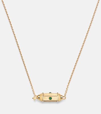 Coco Micro 18kt gold locket necklace with emeralds | Marie Lichtenberg