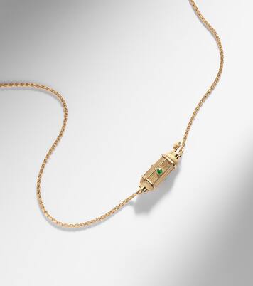 Coco Micro 18kt gold locket necklace with emeralds | Marie Lichtenberg