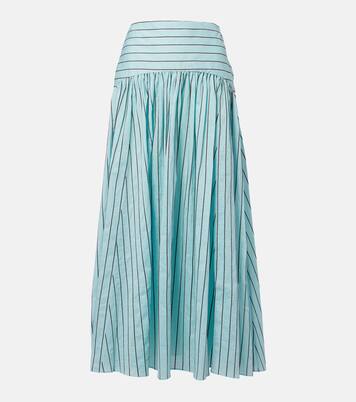 Falda larga Procida en mezcla de algodón a rayas | Staud