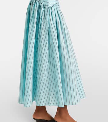 Falda larga Procida en mezcla de algodón a rayas | Staud