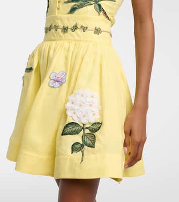 Nori floral-appliqué linen miniskirt | Agua by Agua Bendita