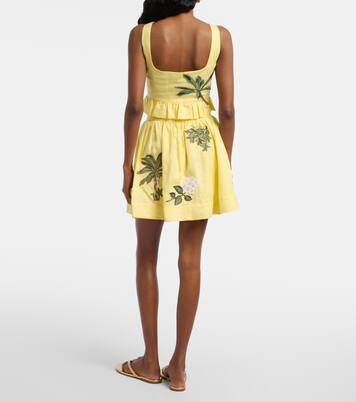 Nori floral-appliqué linen miniskirt | Agua by Agua Bendita