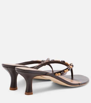 Freja beaded leather thong sandals | Staud