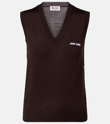 Logo virgin wool sweater vest | Miu Miu