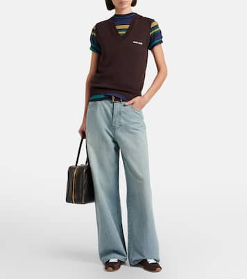 Logo virgin wool sweater vest | Miu Miu