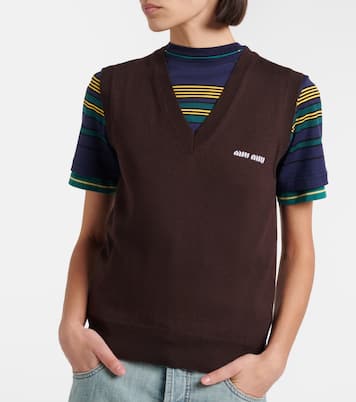 Logo virgin wool sweater vest | Miu Miu