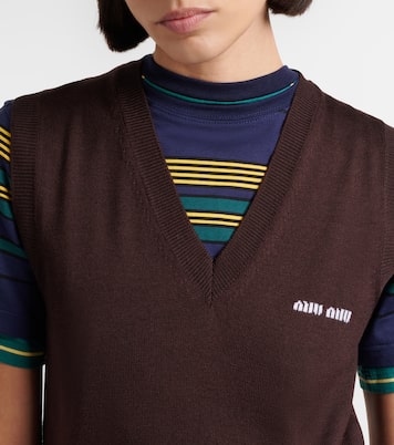 Logo virgin wool sweater vest | Miu Miu