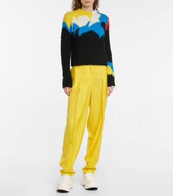 High-Rise-Hose aus Wolltwill | Loewe