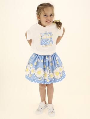 Daisy polka-dot cotton skirt | Monnalisa