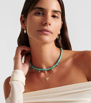 Halskette Daisy aus Türkis mit 14kt Gelbgold (585/1000) und Diamanten | Sydney Evan