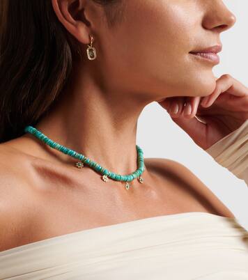 Halskette Daisy aus Türkis mit 14kt Gelbgold (585/1000) und Diamanten | Sydney Evan