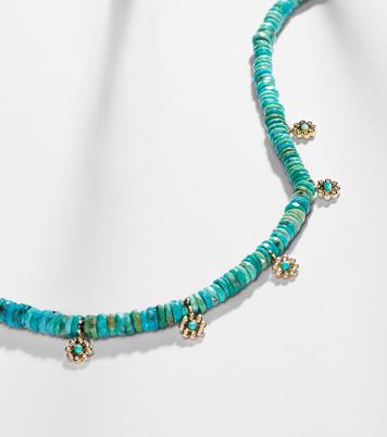 Halskette Daisy aus Türkis mit 14kt Gelbgold (585/1000) und Diamanten | Sydney Evan