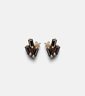 Fireworks 18kt gold earrings with black sapphires and diamonds | Suzanne Kalan