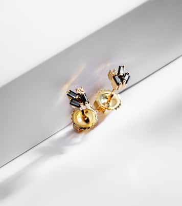 Fireworks 18kt gold earrings with black sapphires and diamonds | Suzanne Kalan