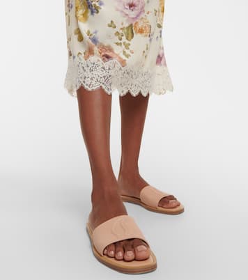 CL embossed leather slides | Christian Louboutin