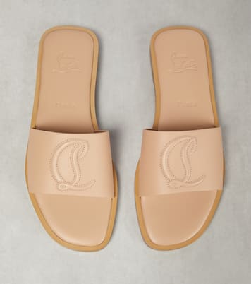 CL embossed leather slides | Christian Louboutin