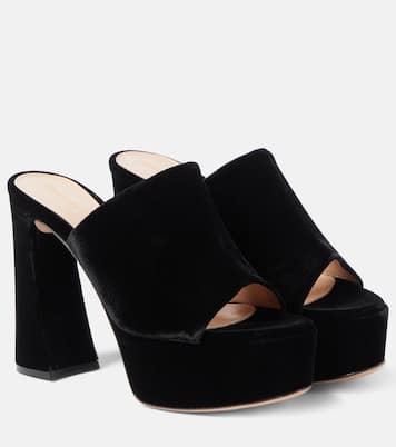 Plateau-Pantoletten Holly aus Samt | Gianvito Rossi