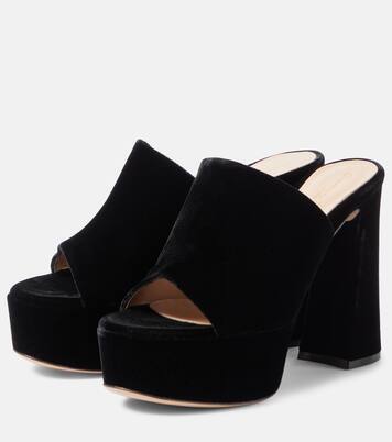 Plateau-Pantoletten Holly aus Samt | Gianvito Rossi