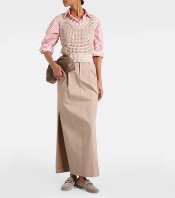 Chaleco de mezcla de algodón calado con lentejuelas | Brunello Cucinelli