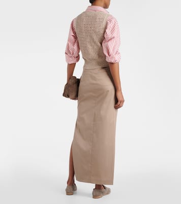 Chaleco de mezcla de algodón calado con lentejuelas | Brunello Cucinelli