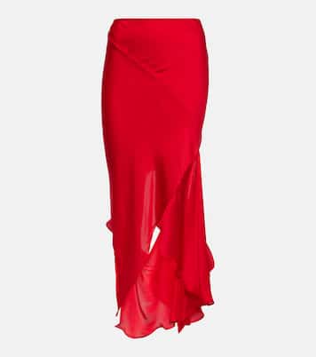 Deconstructed cutout silk midi skirt | Acne Studios
