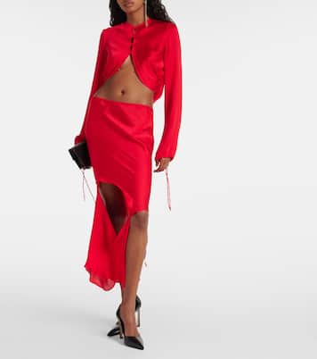 Deconstructed cutout silk midi skirt | Acne Studios