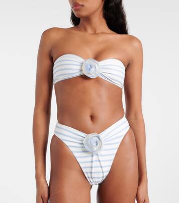 Rose floral-appliqué bandeau bikini top | Same