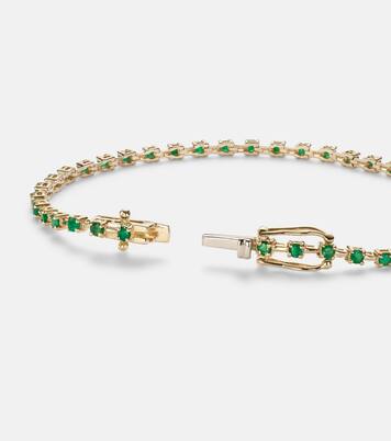 Brazalete tenis Emerald Ace de oro de 14 ct con esmeraldas | Stone and Strand
