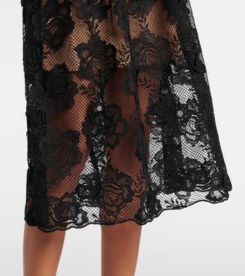 Robe midi en dentelle et velours | Self-Portrait