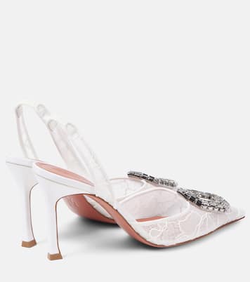 Sandales Camelia 90 en dentelle à ornements | Amina Muaddi