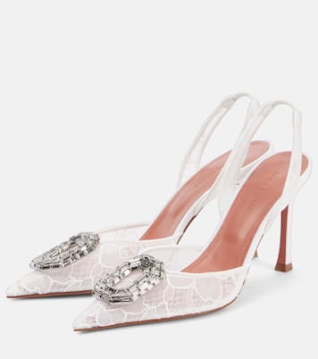 Sandales Camelia 90 en dentelle à ornements | Amina Muaddi