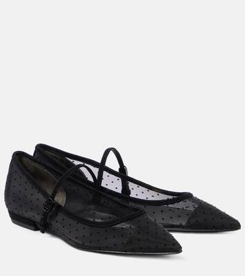 Suede-trimmed mesh Mary Jane flats | Tory Burch