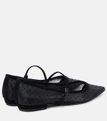 Suede-trimmed mesh Mary Jane flats | Tory Burch
