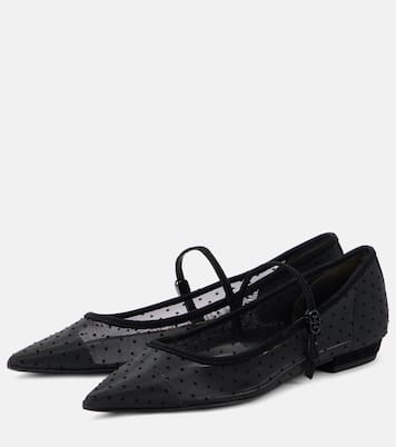 Suede-trimmed mesh Mary Jane flats | Tory Burch