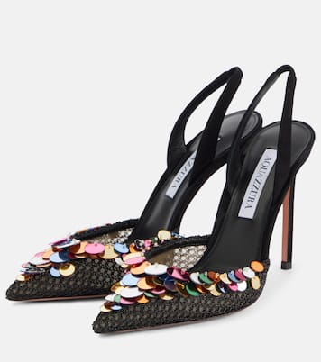 Slingback-Pumps Can Can 105 mit Pailletten | Aquazzura