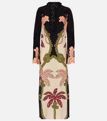 Tunica in seta con stampa e paillettes | Johanna Ortiz