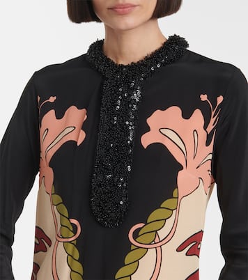 Tunica in seta con stampa e paillettes | Johanna Ortiz