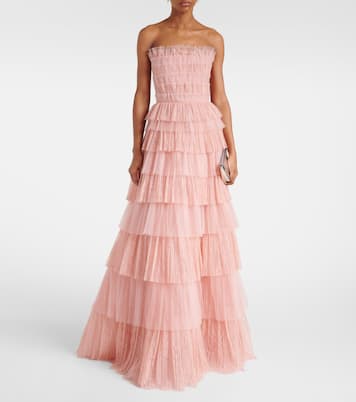 Abito lungo Trissa in tulle e pizzo | Costarellos