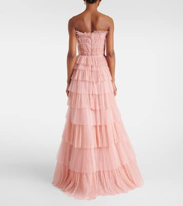 Abito lungo Trissa in tulle e pizzo | Costarellos