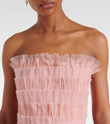 Abito lungo Trissa in tulle e pizzo | Costarellos