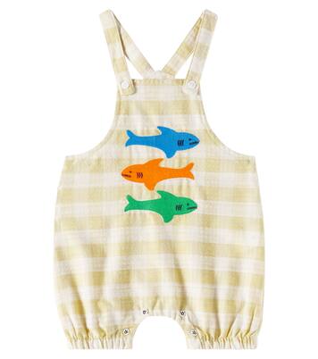 Baby appliqué checked cotton playsuit | Fábula