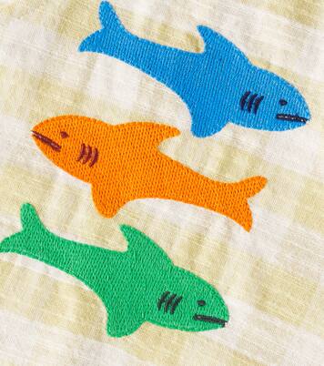 Baby appliqué checked cotton playsuit | Fábula