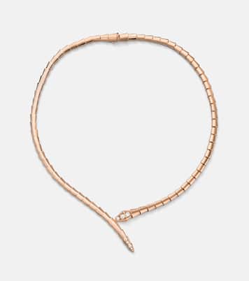 Serpenti Viper 18kt rose gold necklace with diamonds | Bvlgari
