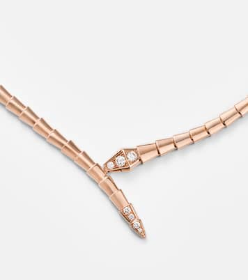 Serpenti Viper 18kt rose gold necklace with diamonds | Bvlgari