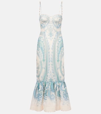 فستان كوكتيل من الحرير والكتّان Illuminate | Zimmermann