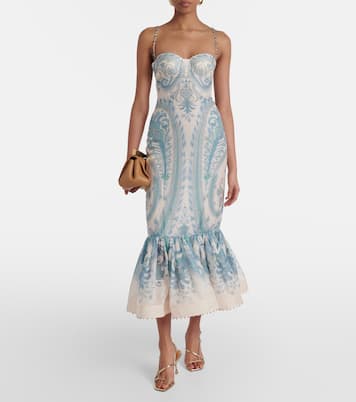 فستان كوكتيل من الحرير والكتّان Illuminate | Zimmermann