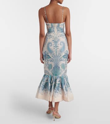 فستان كوكتيل من الحرير والكتّان Illuminate | Zimmermann