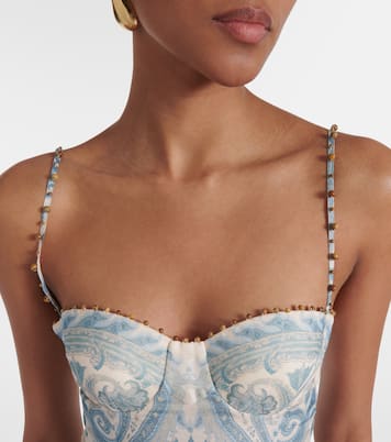 فستان كوكتيل من الحرير والكتّان Illuminate | Zimmermann