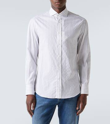 Striped cotton poplin shirt | Brunello Cucinelli